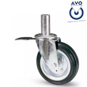 RUOTA GIREVOLE PER PONTEGGI IN GOMMA CON FRENO MM.200  - MM. 40x190