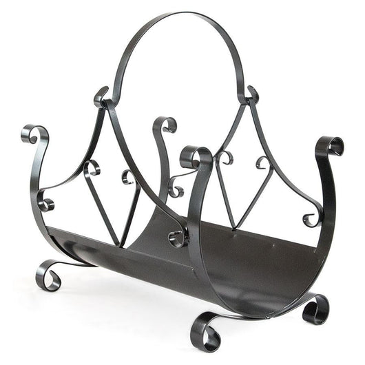 PORTALEGNA CESTO IN FERRO BATTUTO PORTA LEGNA CM.50X36X56