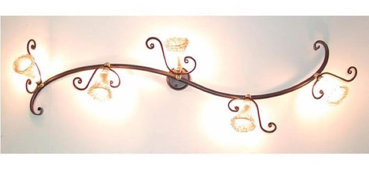 PLAFONIERA FARETTO IN FERRO BATTUTO E VETRO 5 LUCI LANTERNA APPLIQUE LAMPIONE