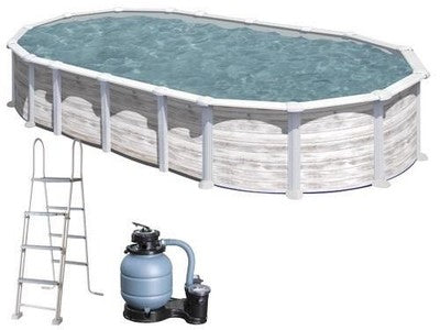 PISCINE FUORITERRA OVALI GRE ISLANDIA KIT PROV 738 8N - CM.730x375xH132