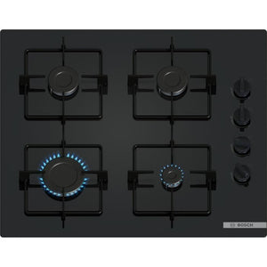 Piano cottura a gas - BOSCH Serie 2 - 4 fuochi - 52 x 59 x 5,4 cm - POP6B6K30 - Nero