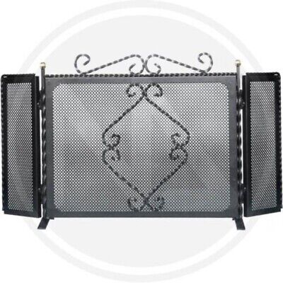 PARASCINTILLE IN FERRO BATTUTO TRECCIA CM.95X50H CAMINO CAMINETTO