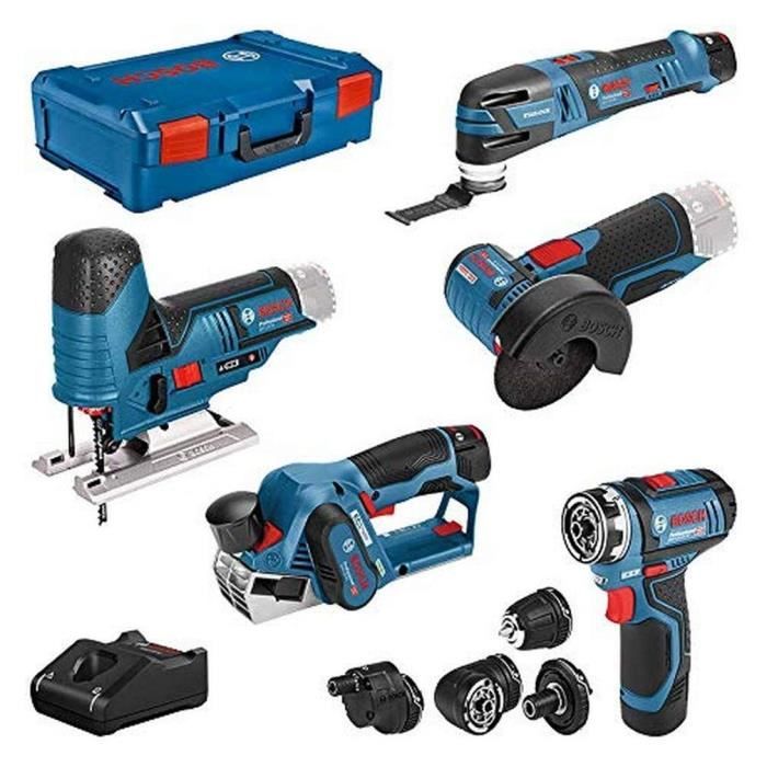 Pack 5 Bosch Tools Professional Drill GSR + GOP Sander + GHO Planing + GWS Grinder + GST ??Jigsaw + 3 batterie + Caricatore