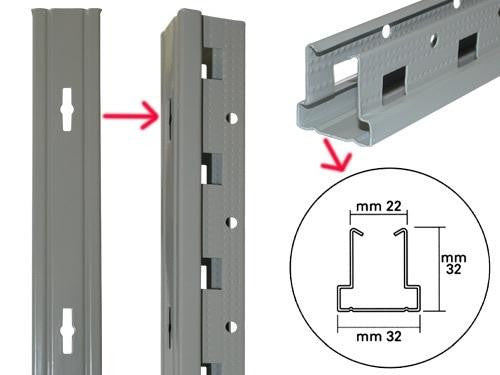 MONTANTI LB1 PER SCAFFALATURE A GANCIO H 200 CM MONTANTE SCAFFALI SCAFFALE