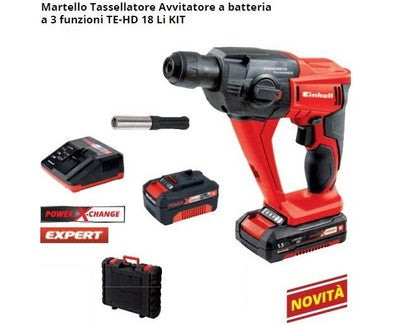 MARTELLO TASSELLATORE TRAPANO BATTERIA AL LITIO EINHELL TE-HD 18 LI KIT