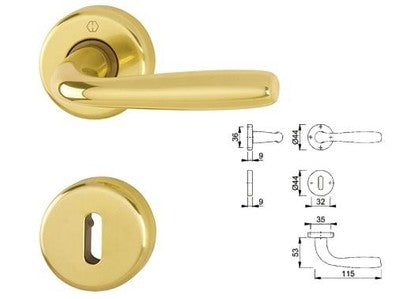 MANIGLIE MANIGLIA HOPPE MARIBOR OTTONE LUCIDO CF. PZ.2 CON ROSETTA