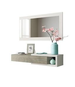 KIT INGRESSO 1 CASSETTO + SPECCHIO NOON BIANCO/CEMENTO O BIANCO/QUERCIA