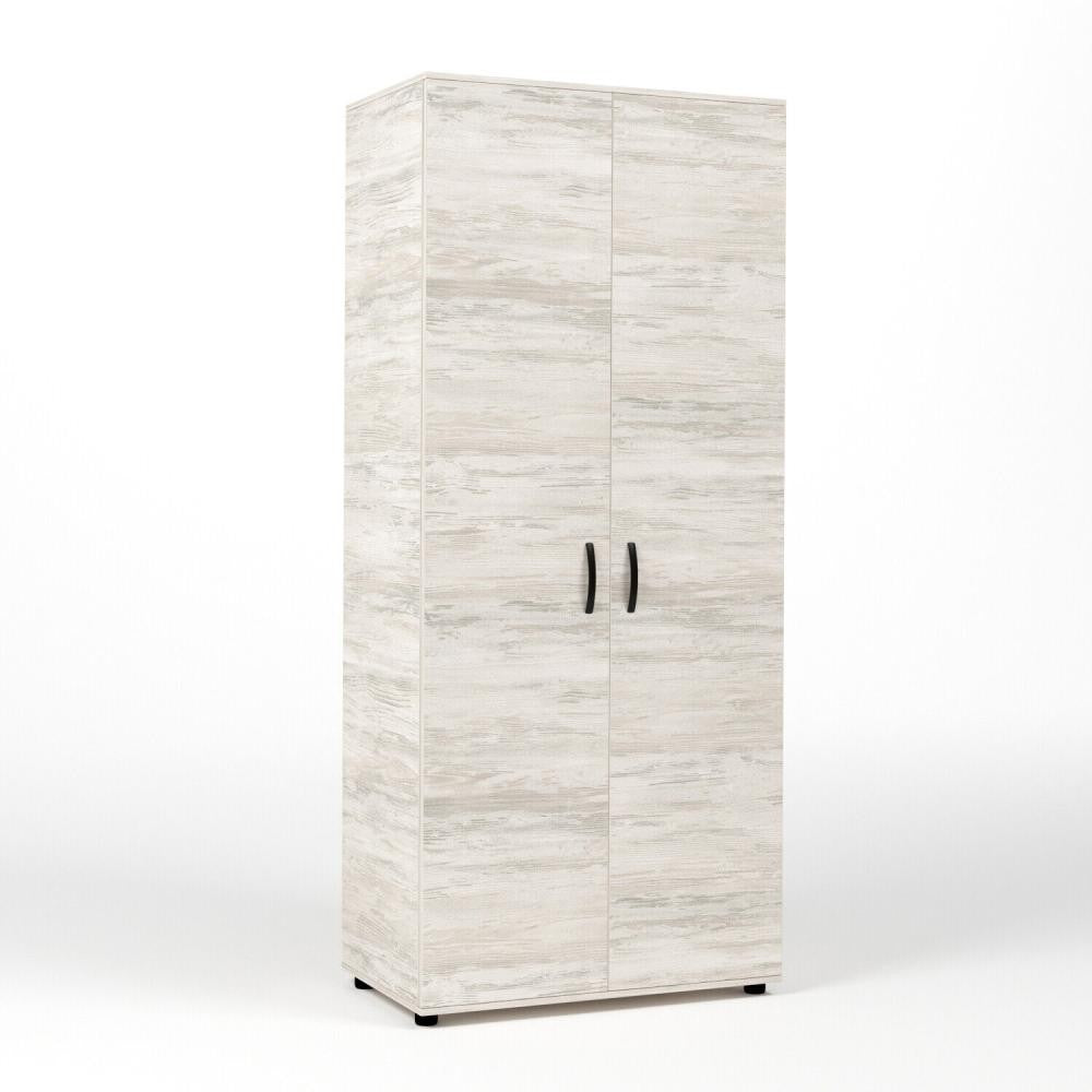 Kit Armadio Moderno in Legno 2 Ante Ripiano Fisso e Asta cm 80x52x205h