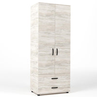 Kit Armadio Moderno in Legno con 2 Ante 2 Cassettoni e Asta cm 80x52x205h