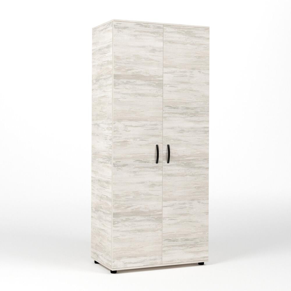 Kit Armadio Moderno in Legno 2 Ante Ripiano Fisso e Asta cm 80x52x205h