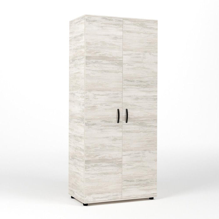 Kit Armadio Moderno in Legno 2 Ante Ripiano Fisso e Asta cm 80x52x205h