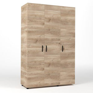 Kit Armadio Moderno Grande in Legno con 3 Ante 4 Ripiani Asta cm 120x52x205H