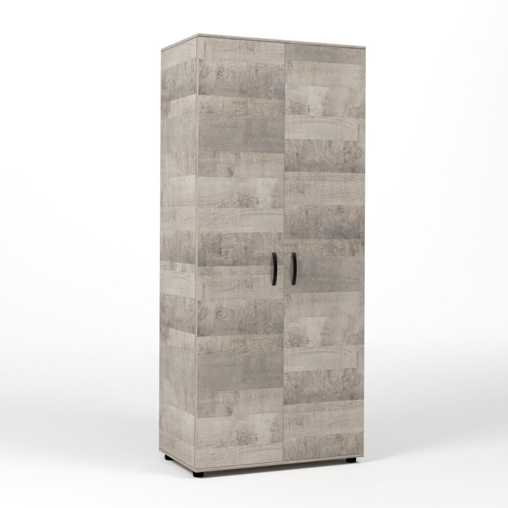 Kit Armadio Moderno in Legno 2 Ante Ripiano Fisso e Asta cm 80x52x205h