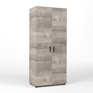 Kit Armadio Moderno in Legno 2 Ante Ripiano Fisso e Asta cm 80x52x205h