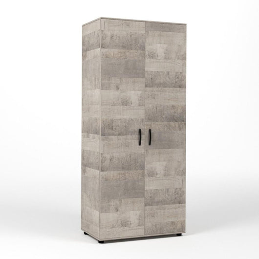 Kit Armadio Moderno in Legno 2 Ante Ripiano Fisso e Asta cm 80x52x205h