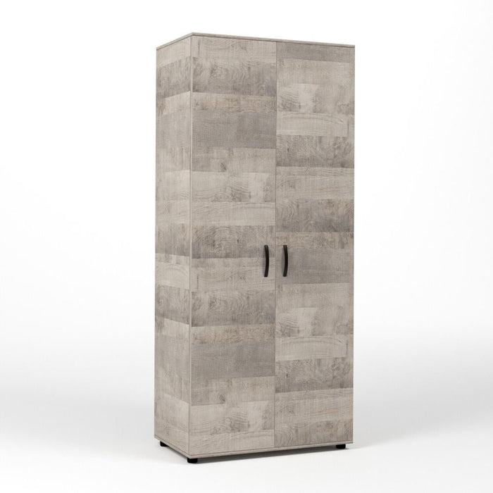 Kit Armadio Moderno in Legno 2 Ante Ripiano Fisso e Asta cm 80x52x205h