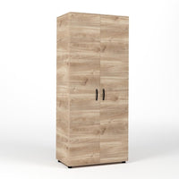 Kit Armadio Moderno in Legno 2 Ante Ripiano Fisso e Asta cm 80x52x205h