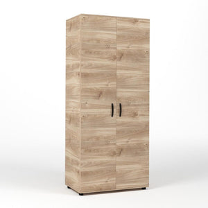 Kit Armadio Moderno in Legno 2 Ante Ripiano Fisso e Asta cm 80x52x205h