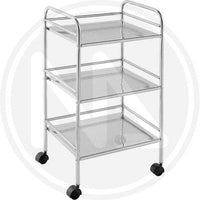 CARRELLO 3 PIANI PER BAGNO CROMATO CON RUOTE COLONNE