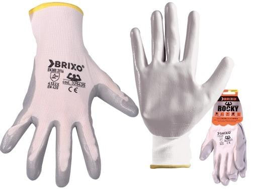 12 PA GUANTI DA LAVORO BIRXO ROCKY POLIESTERE/NITRILE ANTINFORTUNISTICA SICUREZ