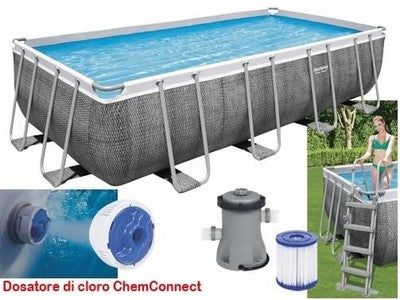 PISCINE FUORITERRA RETTANGOLARI POWER STEEL RATTAN BESTWAY 56996 CM.488x244xH122