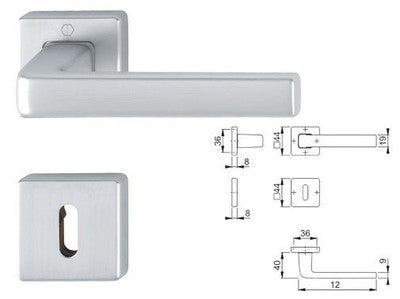 MANIGLIE HOPPE DUBLIN CROMO SATINATO QUADRO 8MM PZ.2