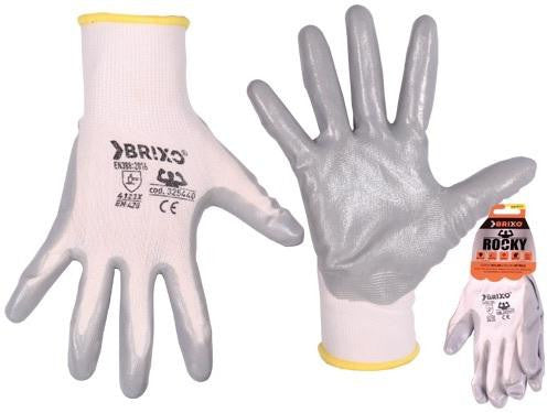 12 PA GUANTI DA LAVORO BRIXO ROCKY NYLON/NITRILE ANTINFORTUNISTICA LAVORO