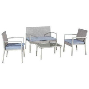 SET GIARDINO IN POLYRATTAN EURIALO 2 POLTRONE 1 TAVOLO 1 DIVANO ARREDO GIARDINO