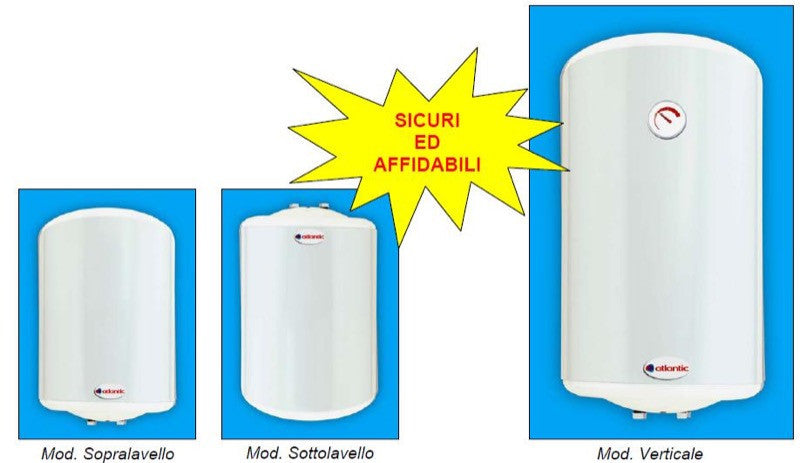 SCALDACQUA ELETTRICO SCALDABAGNO LT.50 VERTICALE 1200 WATT ATLANTIC