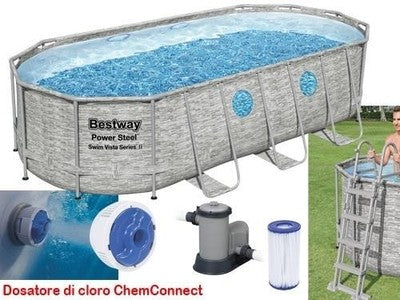 PISCINA FUORI TERRA STEEL SET VISTA 56716 OVALE CON OBL CM. 549X274X122