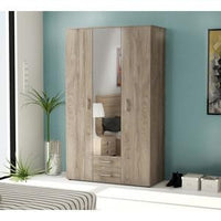 KIT ARMADIO 3 ANTE + 2 CASSETTI E SPECCHIO CM. 121X200X54