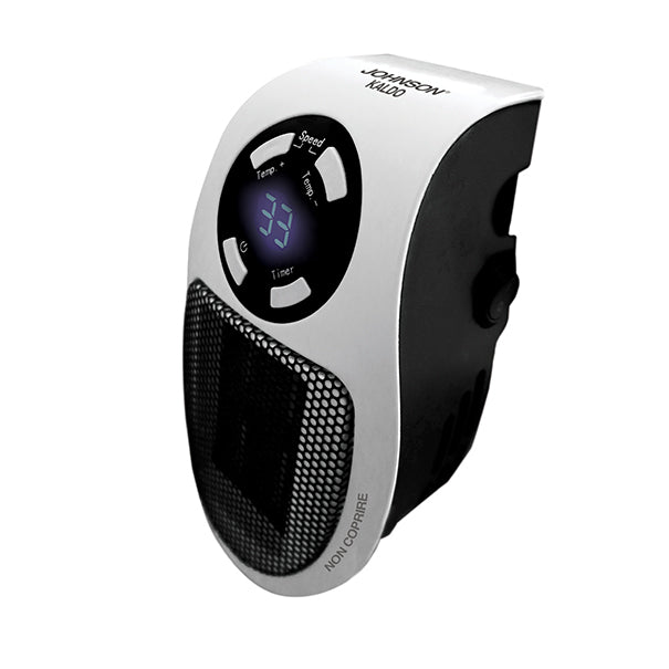Termoventilatore da Presa Potenza 500W con Elemento Riscaldante in Ceramica Display LED Timer Digitale Temperatura Regolabile Sistema Anti Surriscaldamento Colore Bianco/Nero