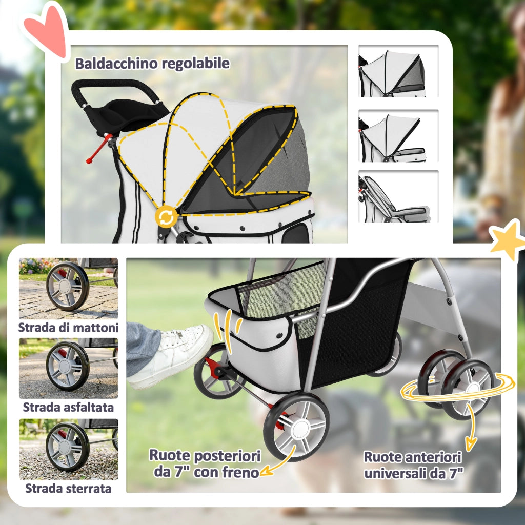 Passeggino per Cani Pieghevole ¨C zephmum ¨C Grigio