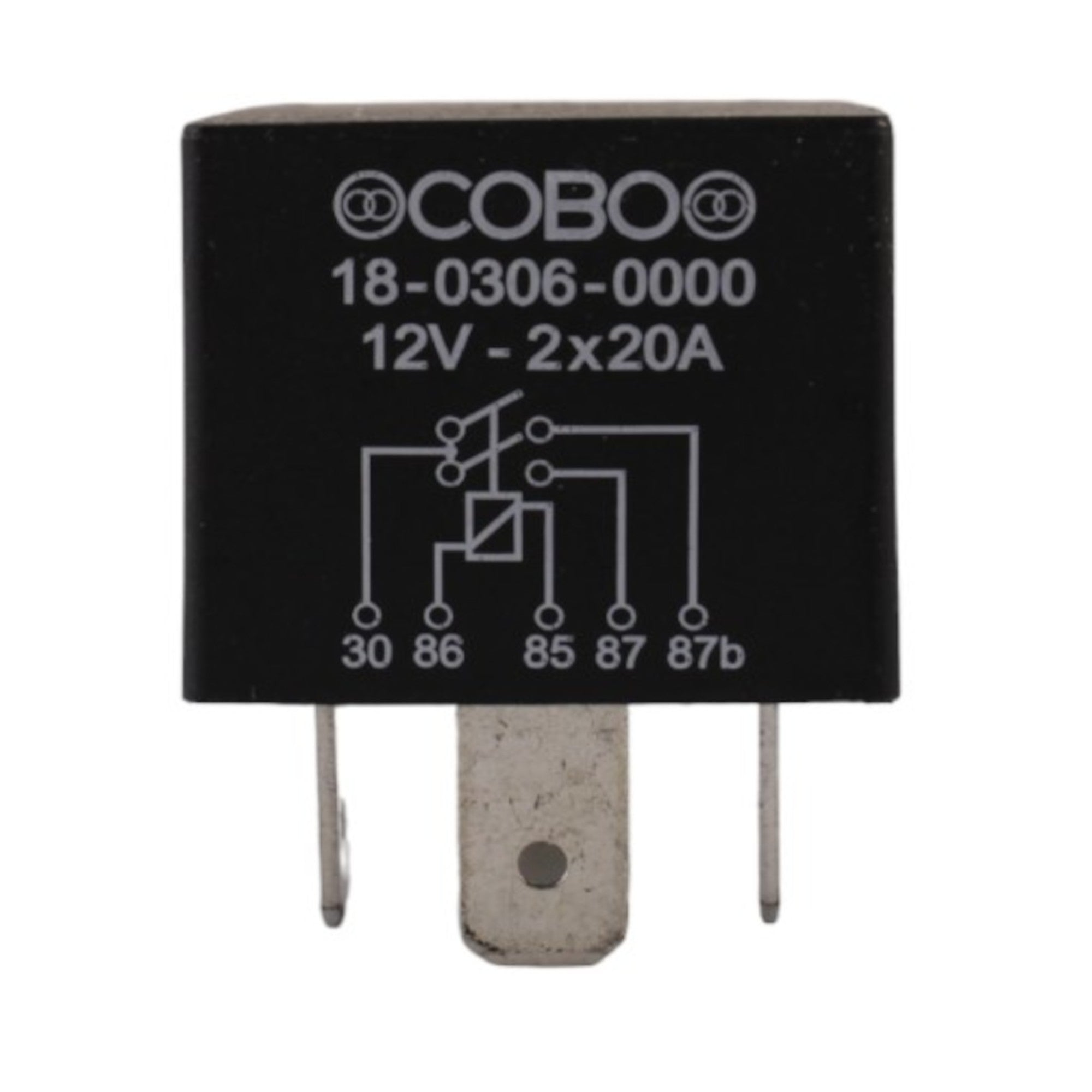 Relè doppio contatto 12V 2x20A Cobo