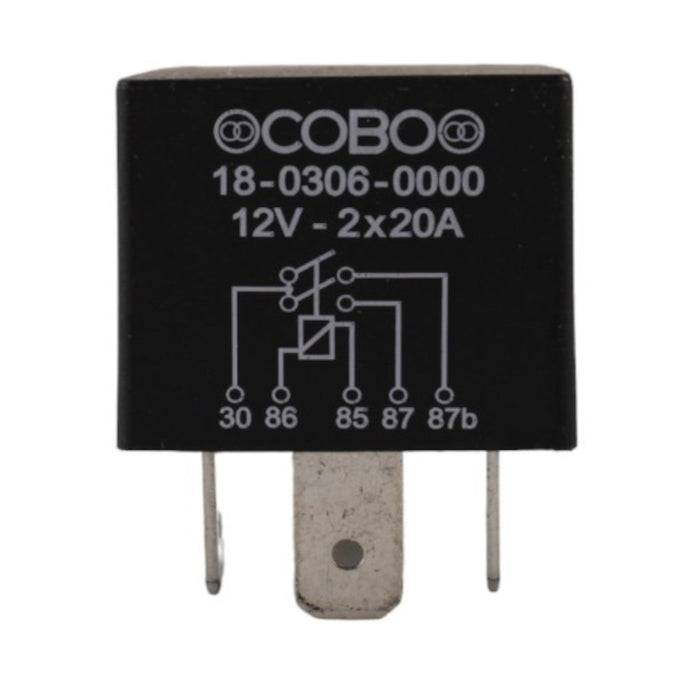 Relè doppio contatto 12V 2x20A Cobo
