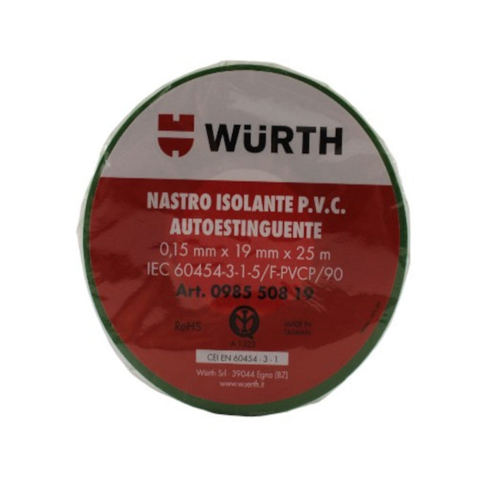 Nastro isolante 108D L25 H19 verde Wurth