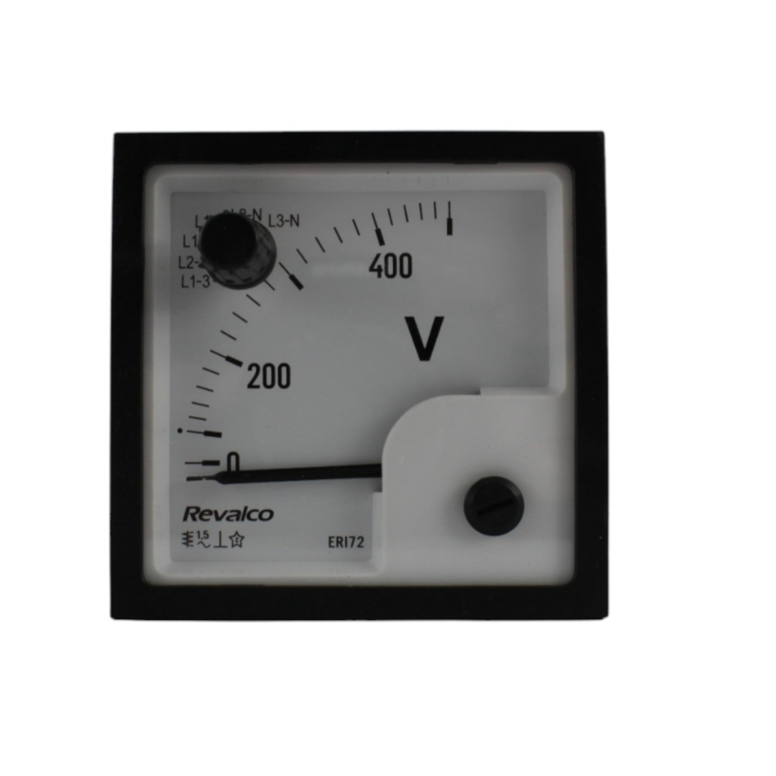 Voltmetro analogico 90gradi FE.72 500VAC + commutatore di fase Re.val.co