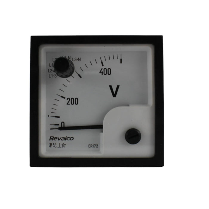 Voltmetro analogico 90gradi FE.72 500VAC + commutatore di fase Re.val.co