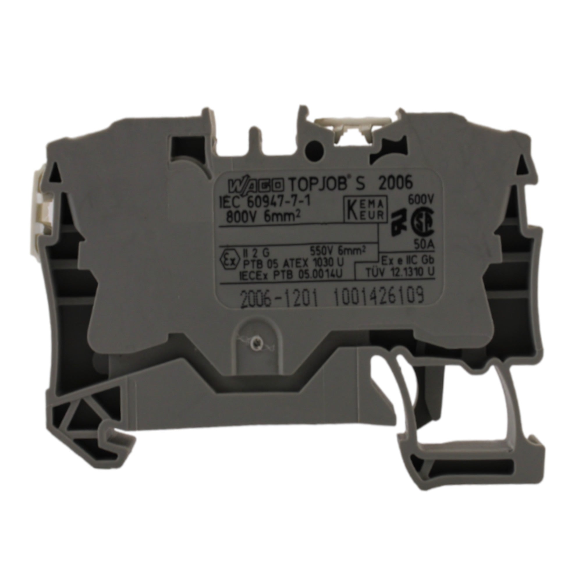 Morsetto passante grigio 1 piano 2 conduttori 6 mmq Wago