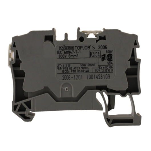 Morsetto passante grigio 1 piano 2 conduttori 6 mmq Wago