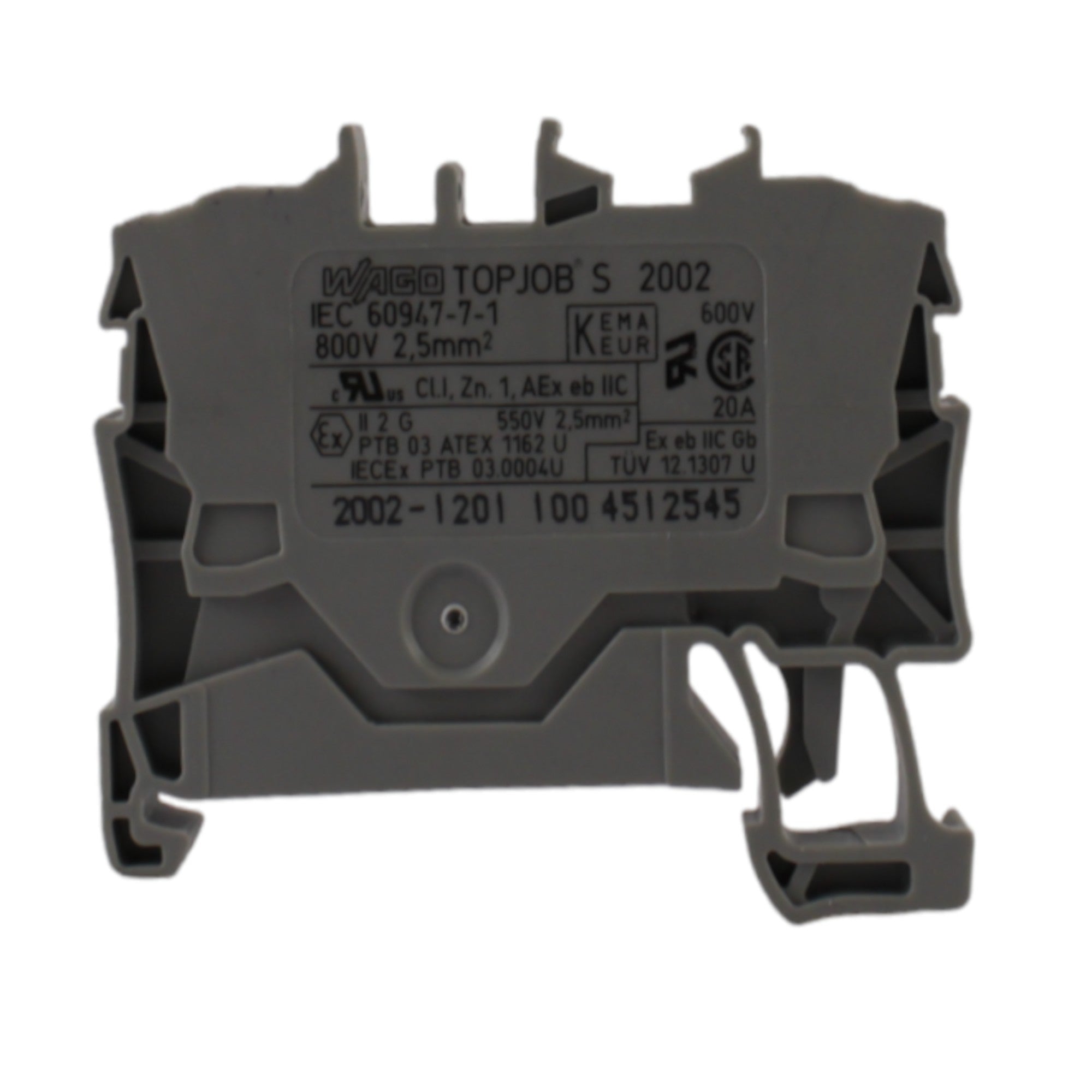 Morsettiera passante grigia 24A 2,5mmq 1 piano 2 vie Wago