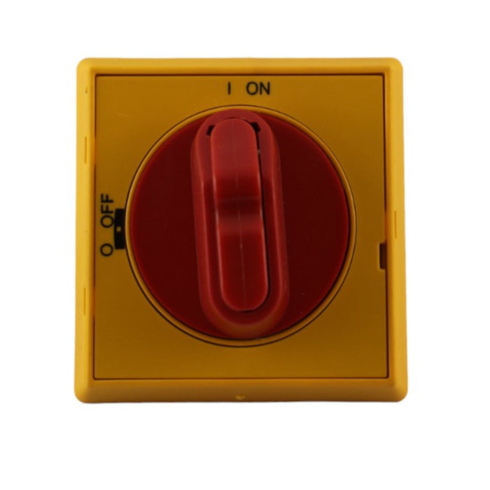 Maniglia rossa/gialla, lucchetto e fissaggio a ghiera ABB