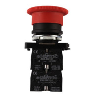 Pulsante a fungo rosso diametro 40 2 NO + 2 NC supporto metallo sgancio a rotazione Aleyay