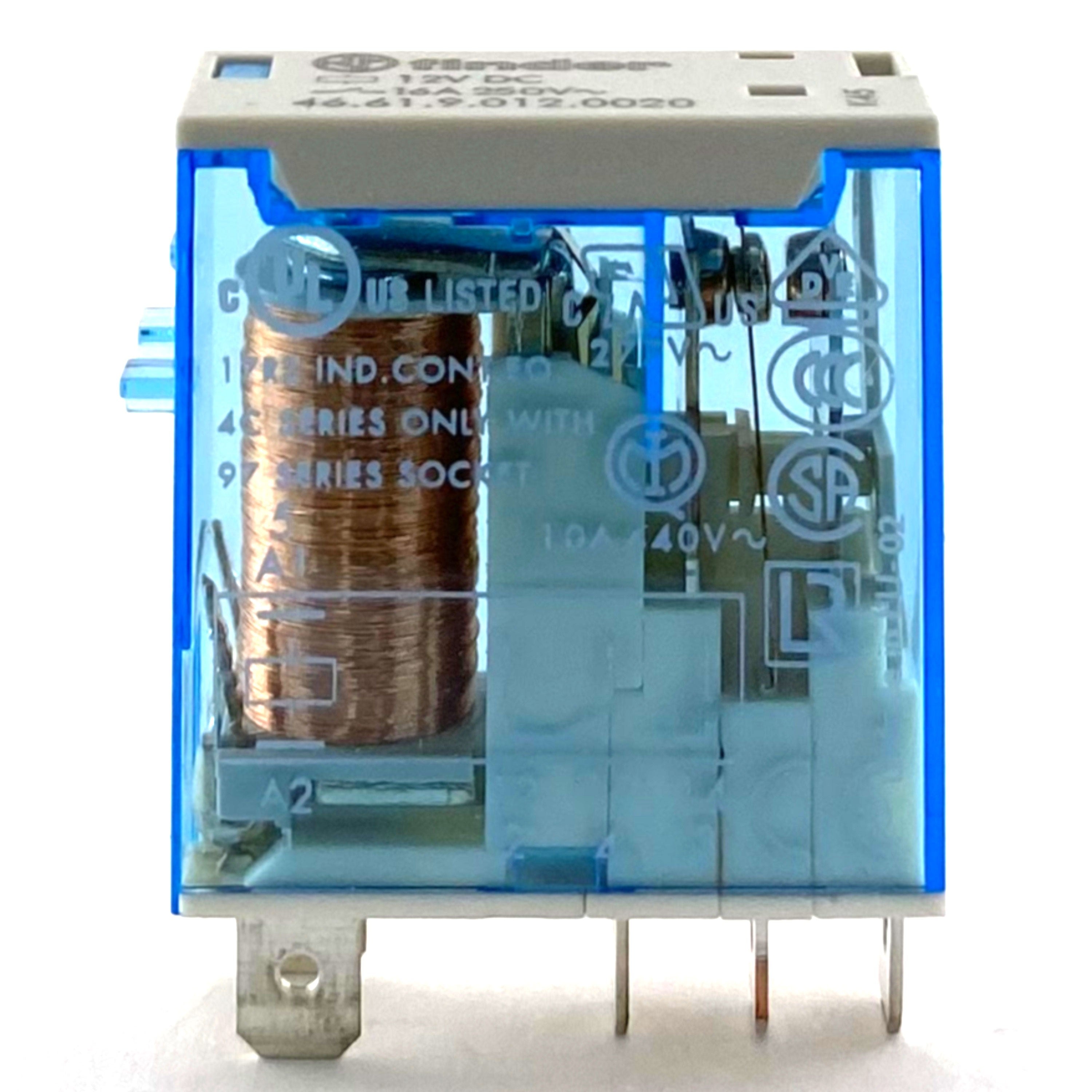 Relè industriale faston 4,8 1vie 16A 12VCC Finder