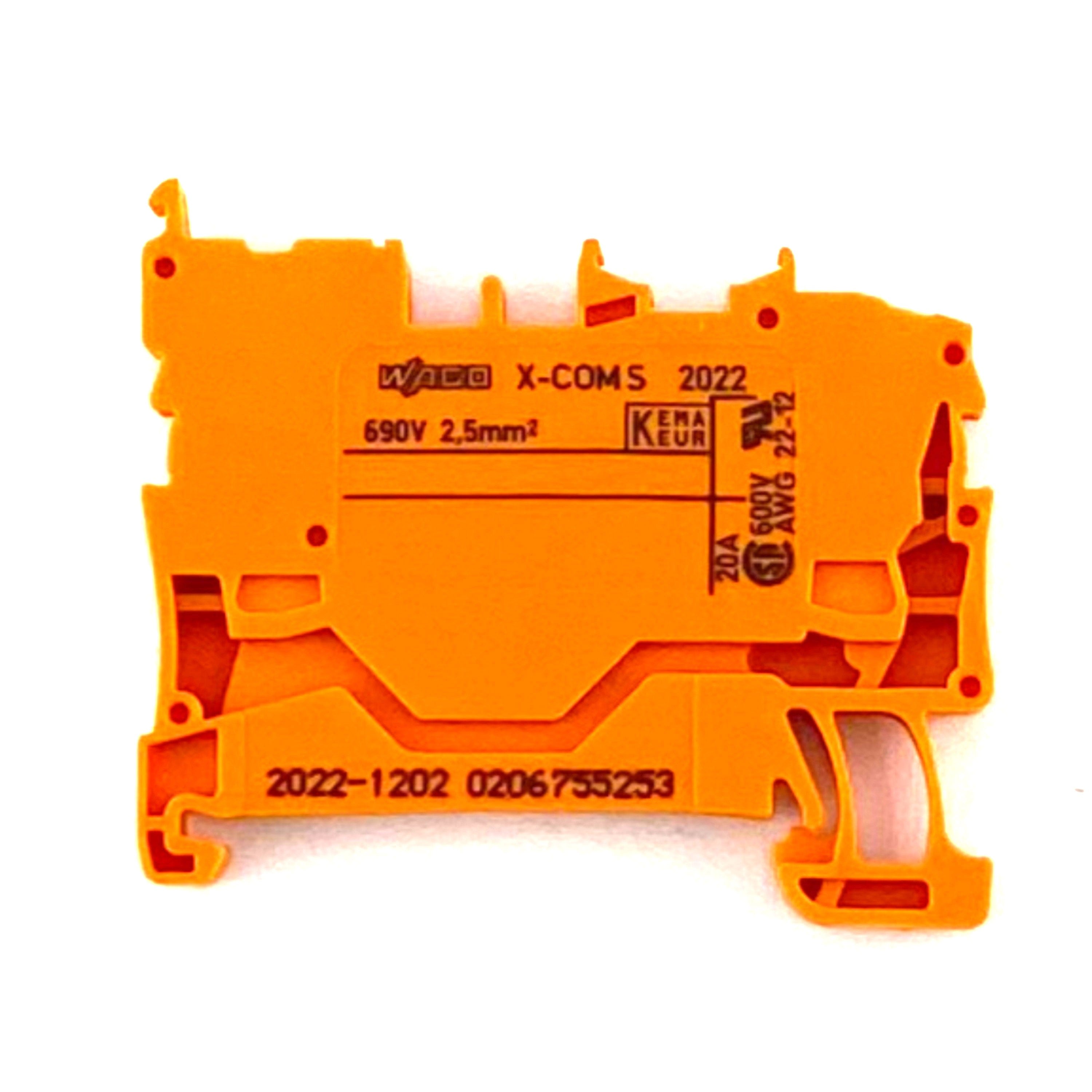 Morsetto passante arancio con 1 pin 2,5mmq. Wago