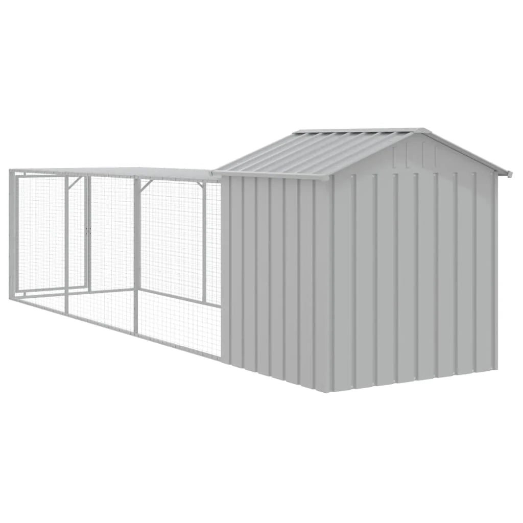 Recinto per pollaio con gabbia per galline con recinto luminoso 117 x 405 x 123 cm acciaio zincato grigio 02_0043959