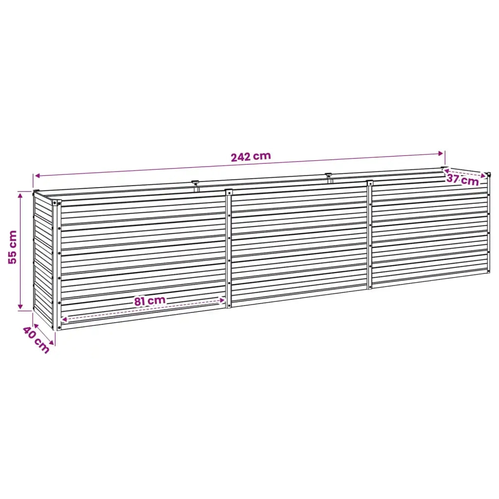Letto rialzato da giardino Argento 240 x 40 x 55 cm 8006258