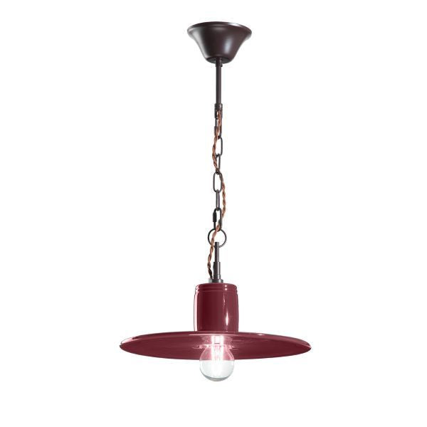 LAMPADARIO SOSPENSIONE IN CERAMICA COLOR BORDEAUX 1XE27 LAND ONDALUCE
