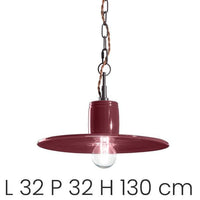 LAMPADARIO SOSPENSIONE IN CERAMICA COLOR BORDEAUX 1XE27 LAND ONDALUCE