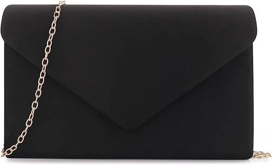 Clutch per matrimonio, borsa a catena, borse da donna, piccola, elegante fodera in velluto, borsa a tracolla, classica clutch, borsa da sera, matrimonio (nero 2)